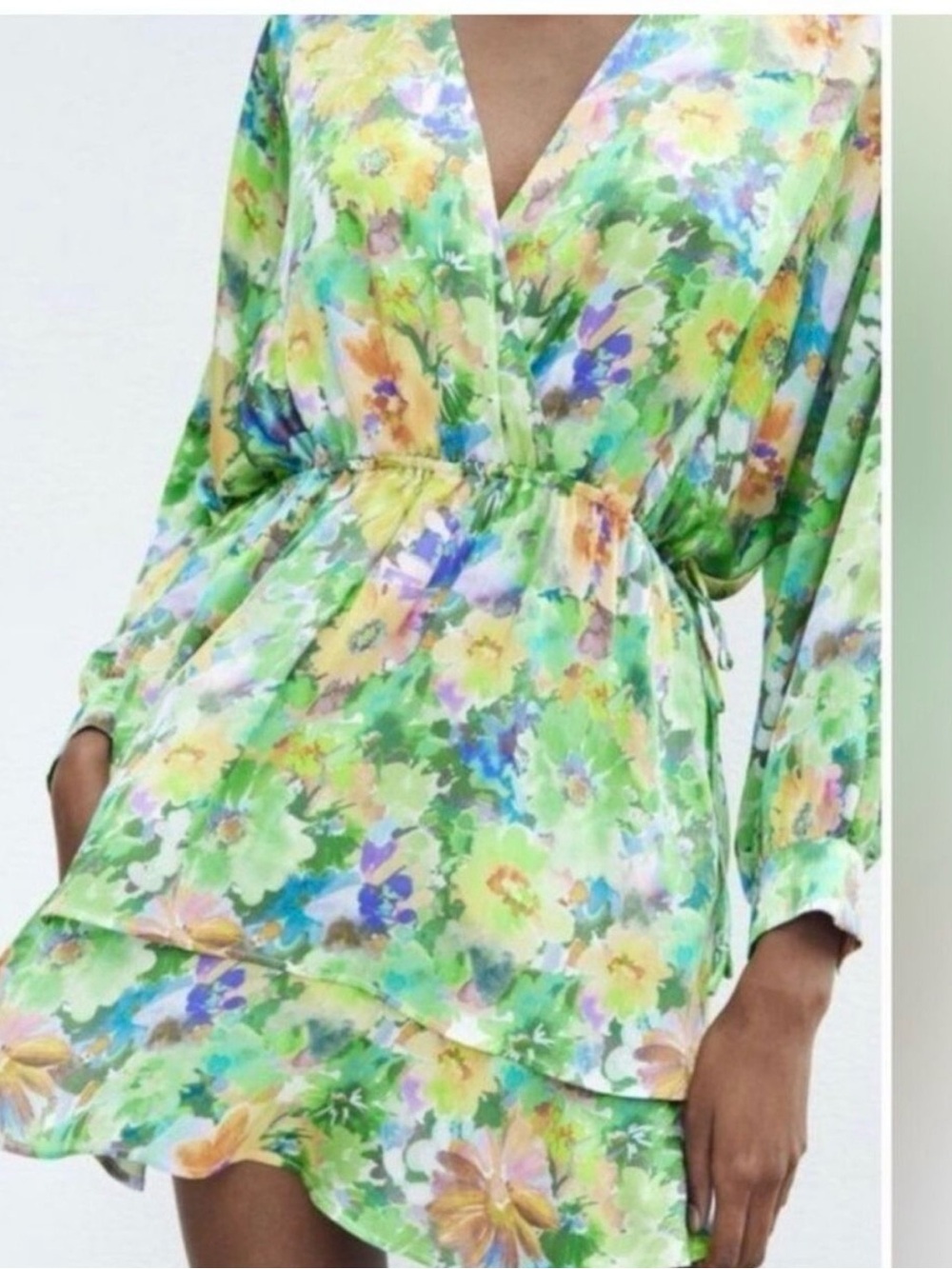 Zara mini floral long-sleeve dress